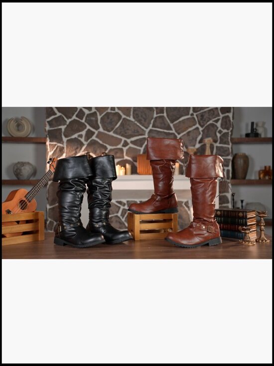 Medieval Pirate Boots Men Renaissance Gothic Cosplay Costume Faux Leather main image 5